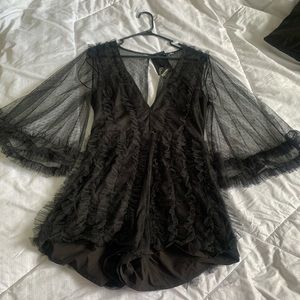 Black bell sleeve romper